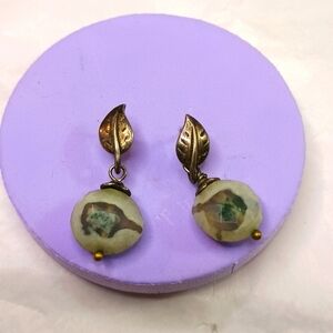 Unique blue and clear round stones on sterling silver handmade